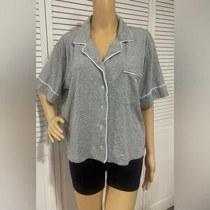 Polo by Ralph Lauren Heather Gray Short Sleeve Top with White Trim